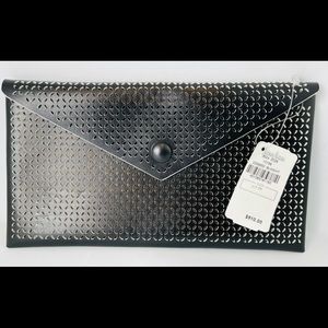ALAIA Paris Black White Laser Cut Leather Envelope Clutch Bag